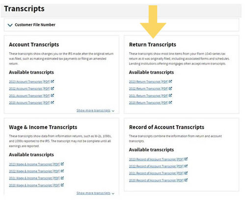 IRS Return Transcripts