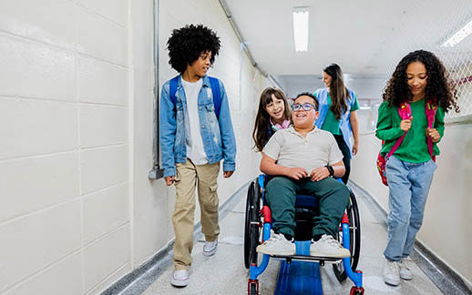 Students Wheelchair Hallway